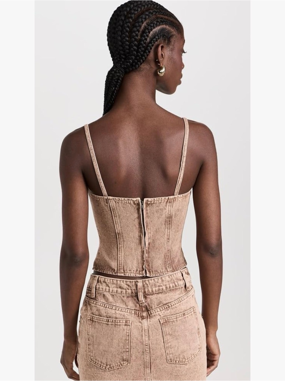 Lioness Capri Denim Taupe Corset Crop Top - Picture 6 of 8